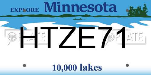 HTZE71 Minnesota License Plate