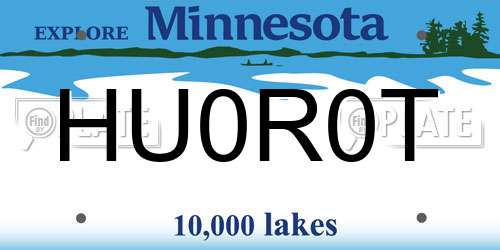 HU0R0T Minnesota License Plate