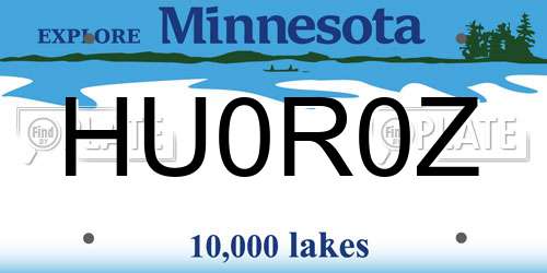 HU0R0Z Minnesota License Plate