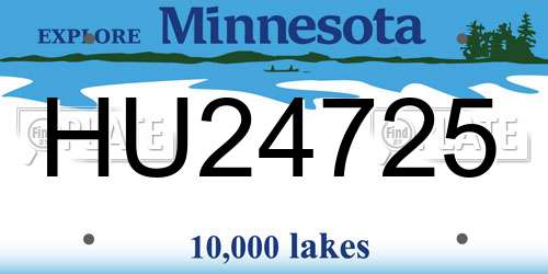 HU24725 Minnesota License Plate
