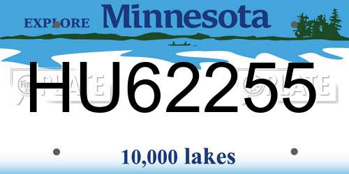 HU62255 Minnesota License Plate