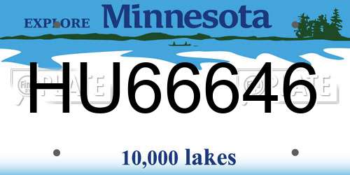 HU66646 Minnesota License Plate