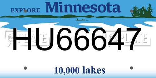 HU66647 Minnesota License Plate
