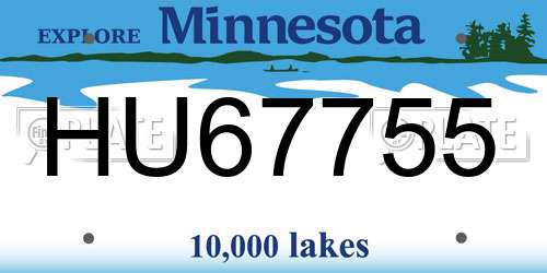 HU67755 Minnesota License Plate