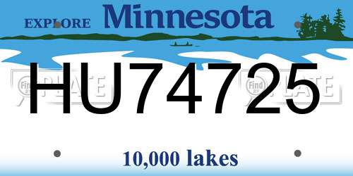 HU74725 Minnesota License Plate