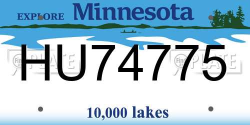 HU74775 Minnesota License Plate