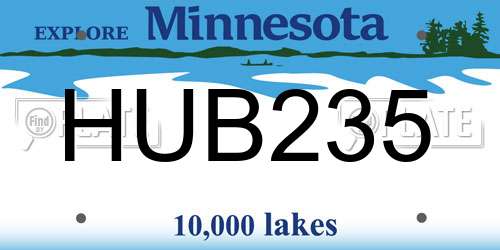 HUB235 Minnesota License Plate