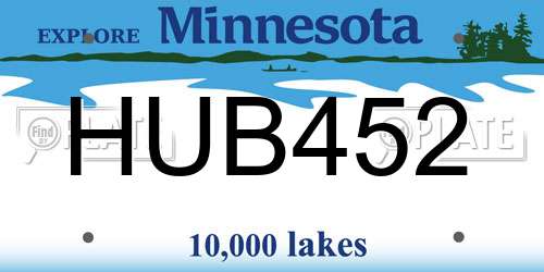 HUB452 Minnesota License Plate