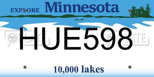 HUE598 Minnesota License Plate