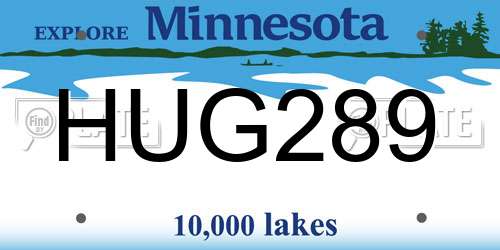 HUG289 Minnesota License Plate