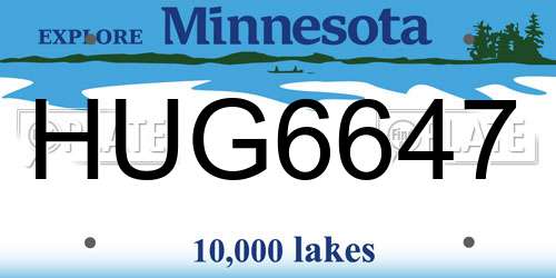 HUG6647 Minnesota License Plate