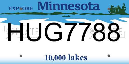 HUG7788 Minnesota License Plate