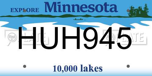 HUH945 Minnesota License Plate