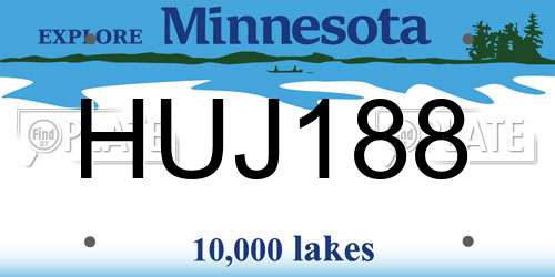 HUJ188 Minnesota License Plate