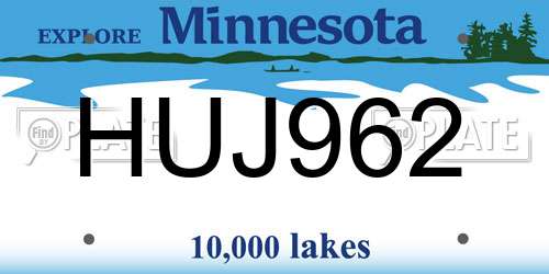 HUJ962 Minnesota License Plate