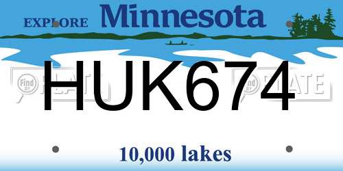 HUK674 Minnesota License Plate