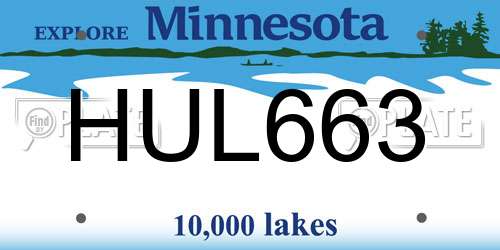 HUL663 Minnesota License Plate