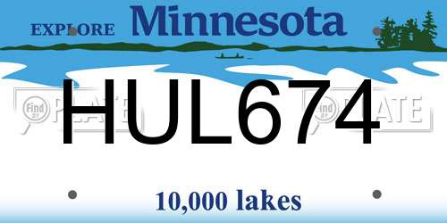 HUL674 Minnesota License Plate