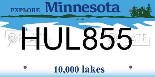 HUL855 Minnesota License Plate
