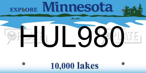 HUL980 Minnesota License Plate