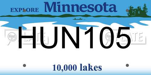 HUN105 Minnesota License Plate
