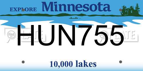 HUN755 Minnesota License Plate