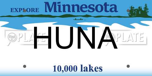 HUNA Minnesota License Plate