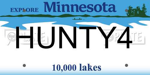 HUNTY4 Minnesota License Plate