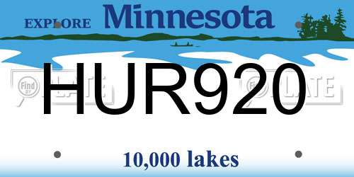HUR920 Minnesota License Plate