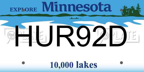 HUR92D Minnesota License Plate