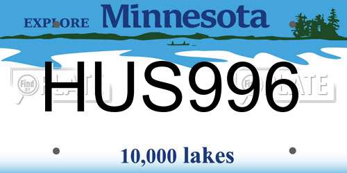 HUS996 Minnesota License Plate