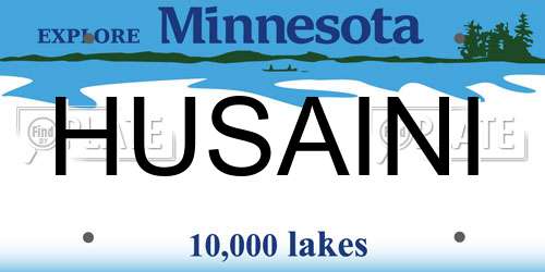 HUSAINI Minnesota License Plate