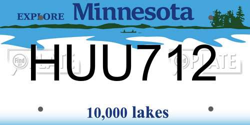 HUU712 Minnesota License Plate