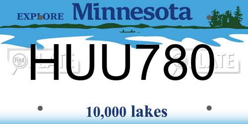 HUU780 Minnesota License Plate