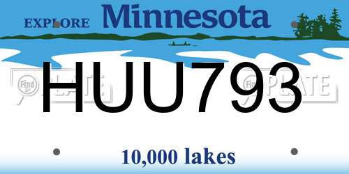 HUU793 Minnesota License Plate