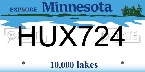 HUX724 Minnesota License Plate