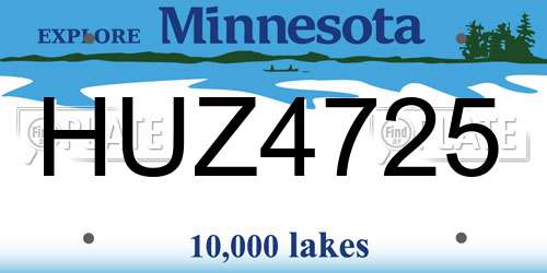 HUZ4725 Minnesota License Plate