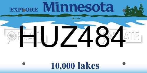 HUZ484 Minnesota License Plate