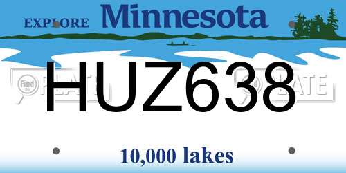 HUZ638 Minnesota License Plate