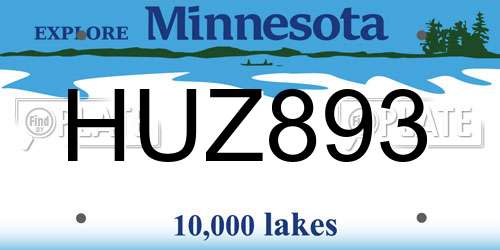 HUZ893 Minnesota License Plate