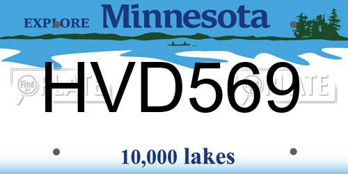 HVD569 Minnesota License Plate