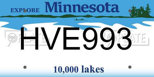HVE993 Minnesota License Plate