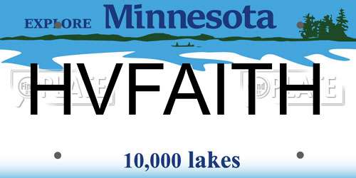 HVFAITH Minnesota License Plate