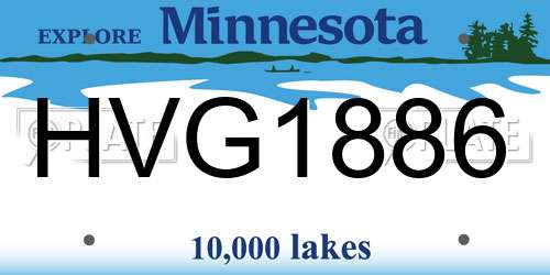 HVG1886 Minnesota License Plate