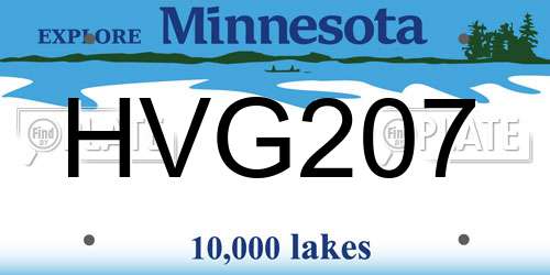 HVG207 Minnesota License Plate