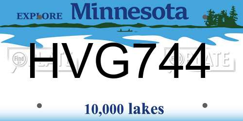 HVG744 Minnesota License Plate