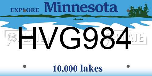 HVG984 Minnesota License Plate