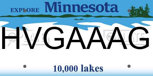 HVGAAAG Minnesota License Plate