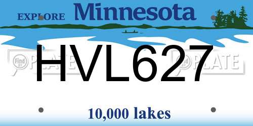 HVL627 Minnesota License Plate