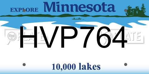 HVP764 Minnesota License Plate